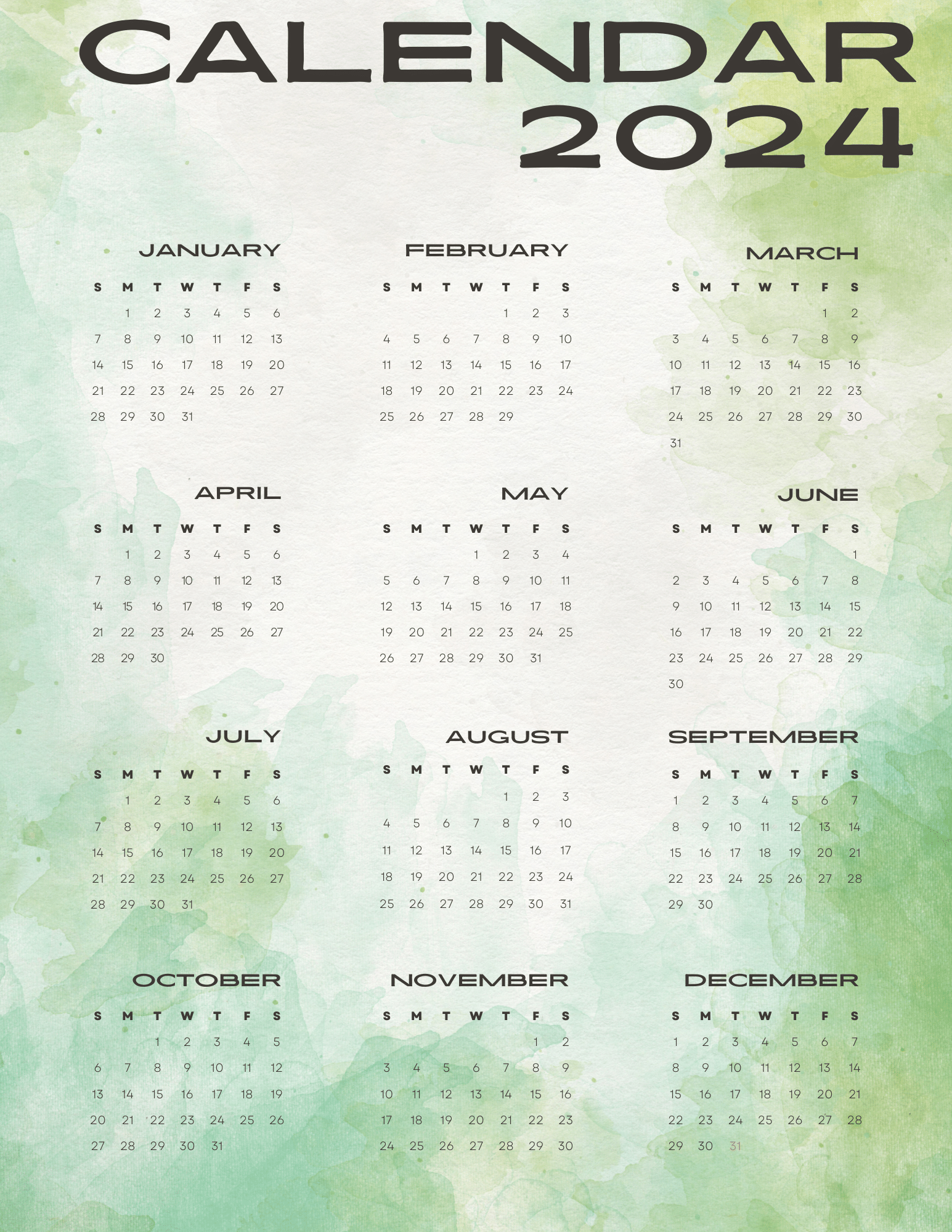 Printable Calendar 2024 Free-1