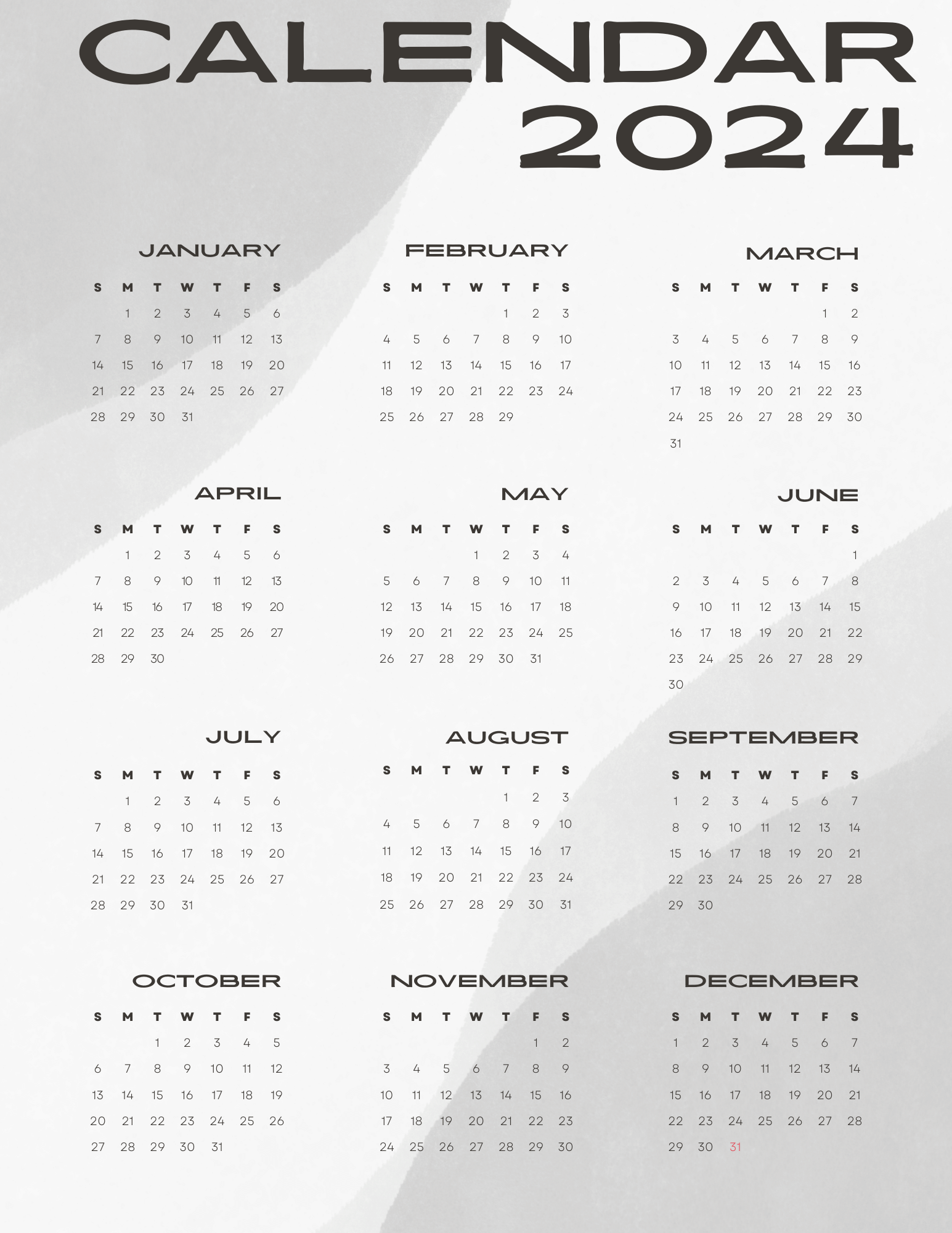 Printable Calendar 2024 Free-2