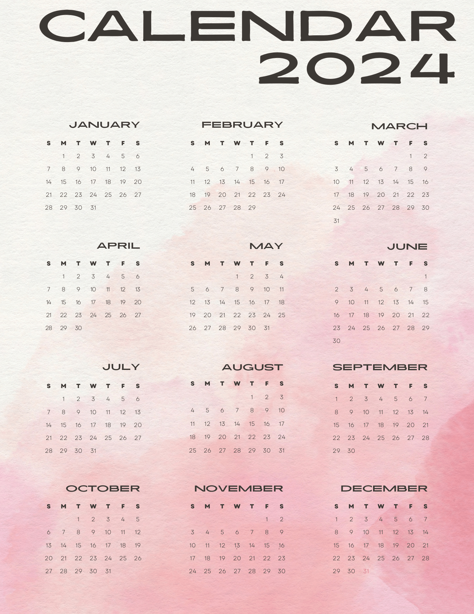 Printable Calendar 2024 Free-3