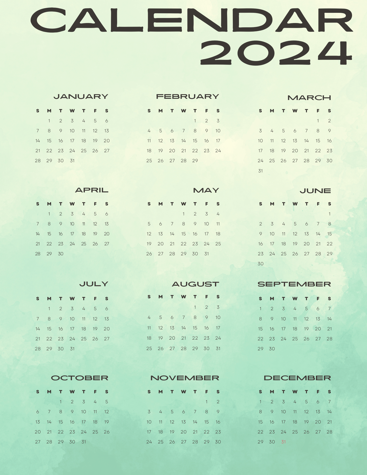 Printable Calendar 2024 Free-4