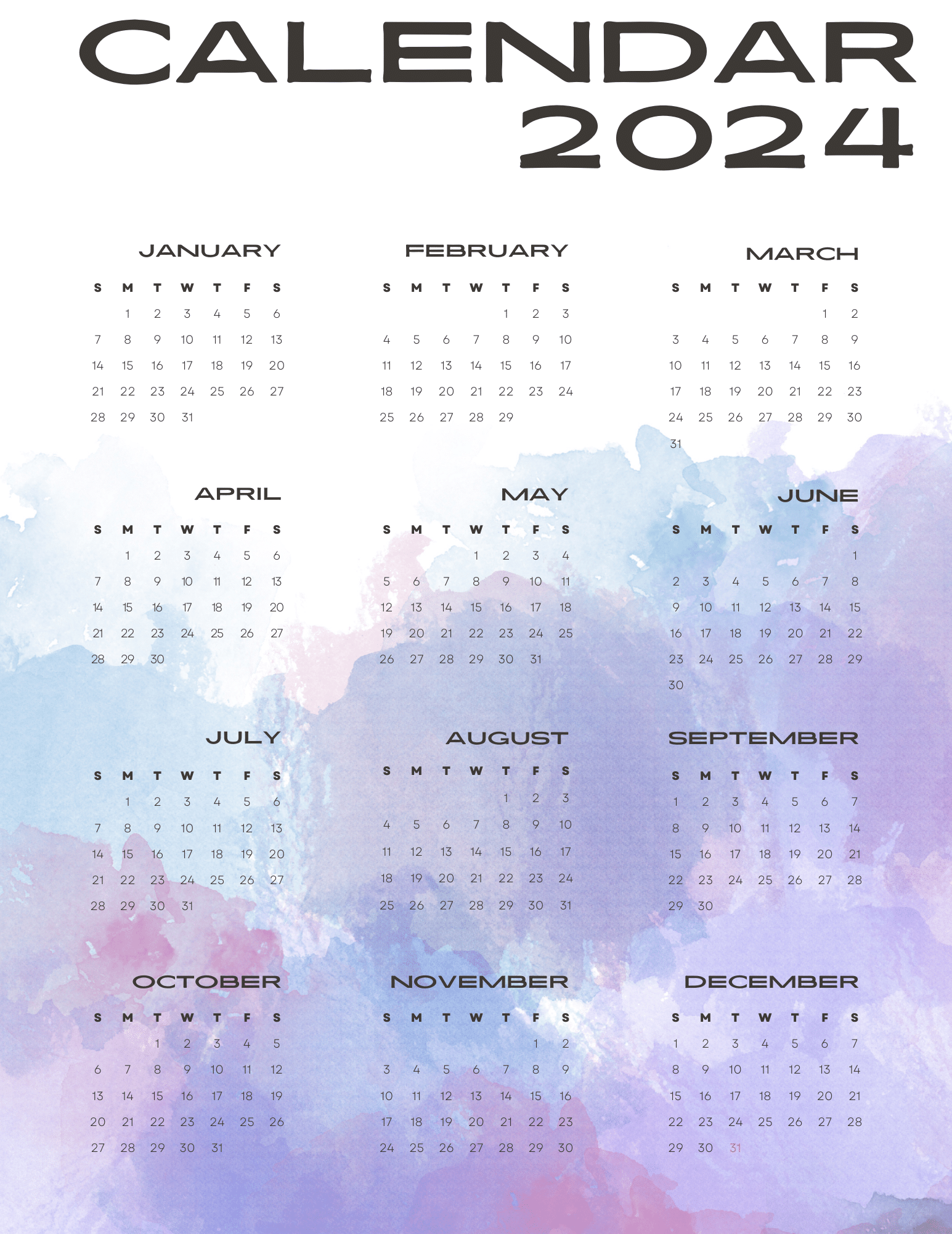 Printable Calendar 2024 Free-5