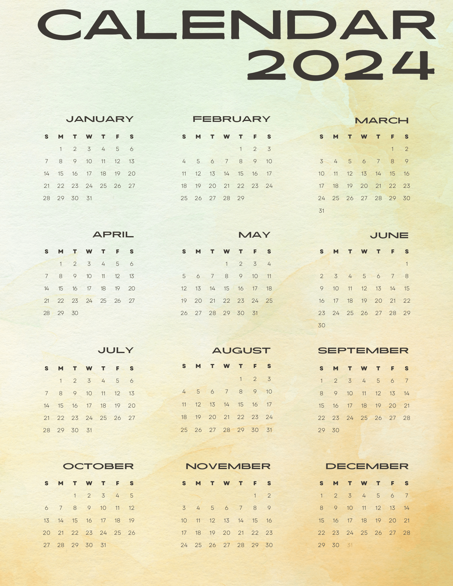 Printable Calendar 2024 Free-6
