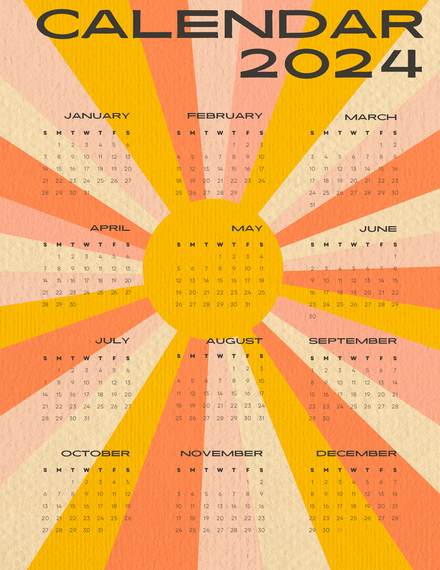 Printable Calendar 2024 Free-7