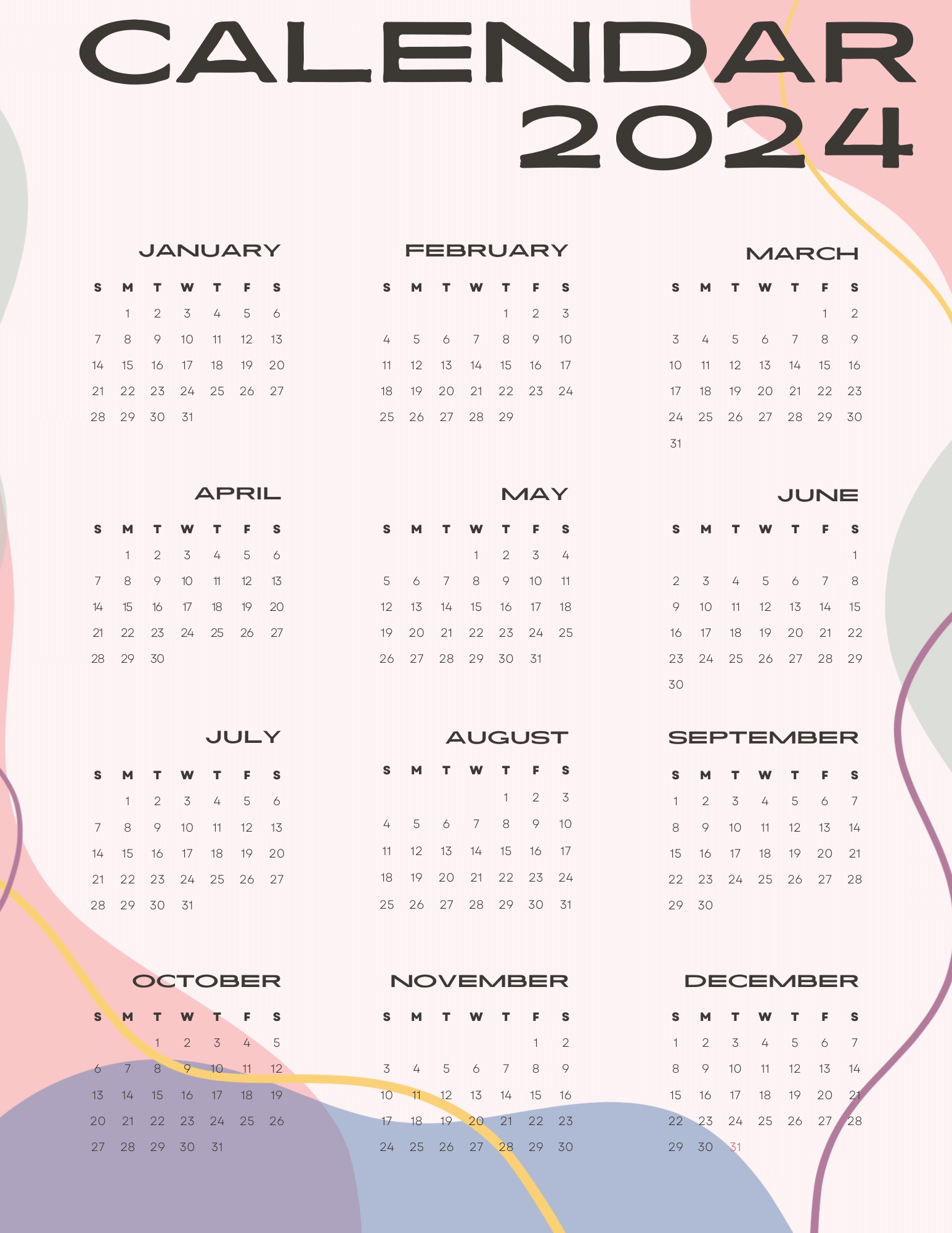 Printable Calendar 2024 Free-8