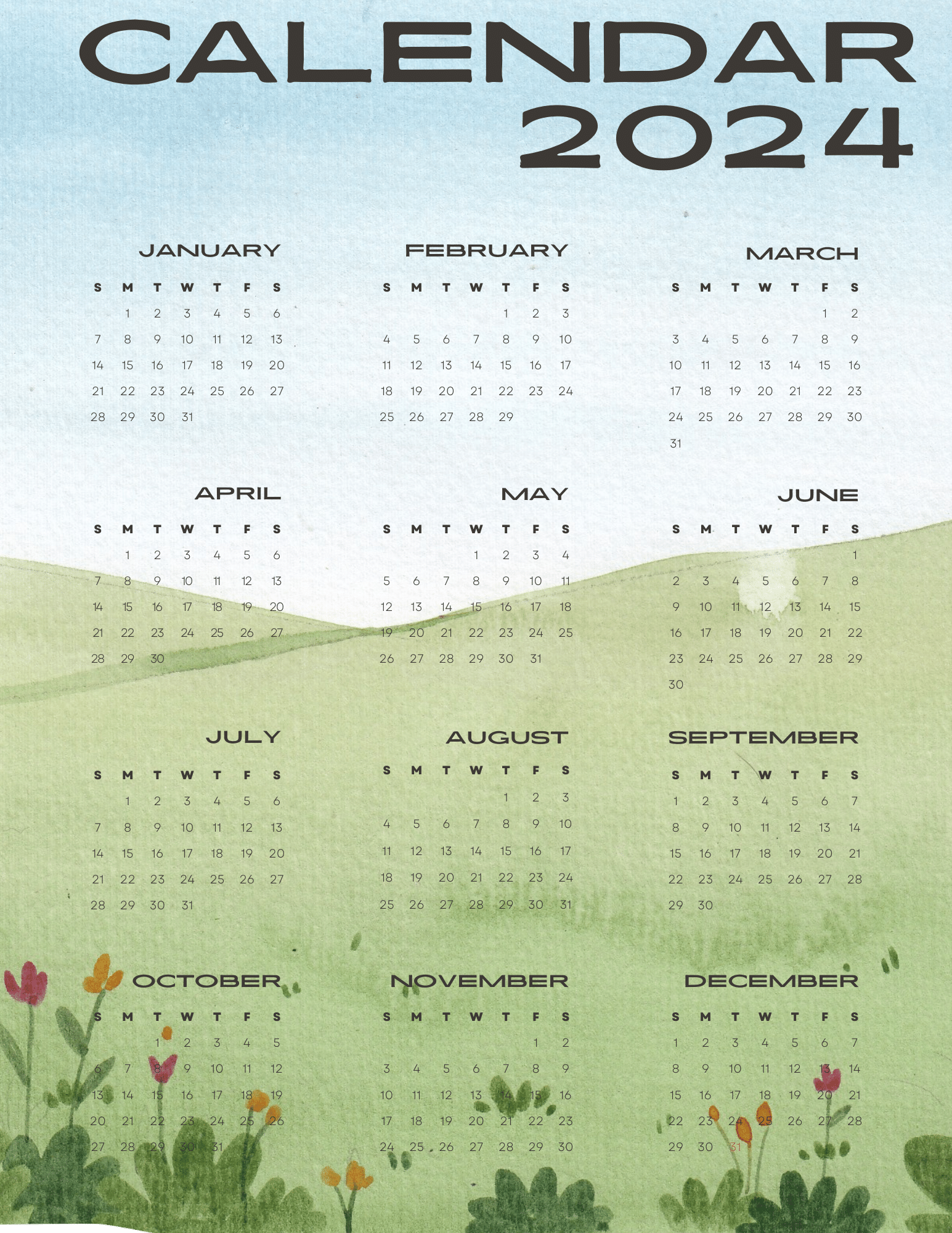 Printable Calendar 2024 Free-9
